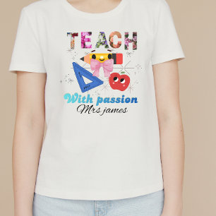 Camiseta Letra floral personalizada coquette laço professor