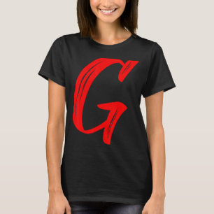 Camiseta Letra G alfabeto grande gráfico vermelho inicial