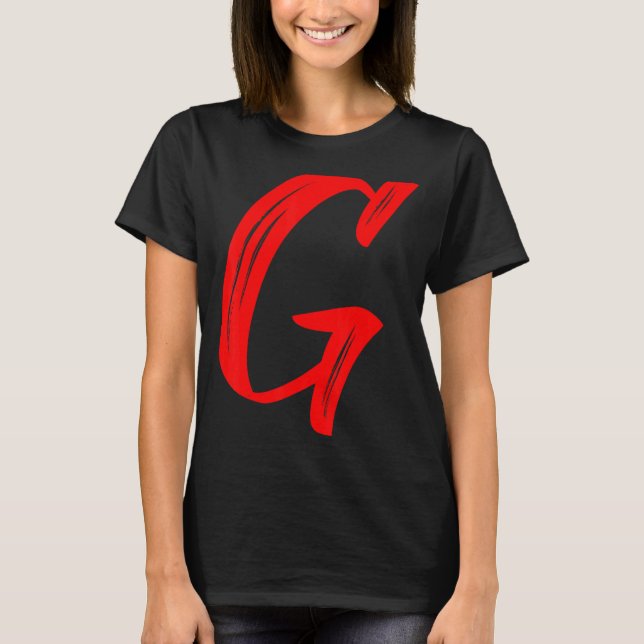 Camiseta Letra G alfabeto grande gráfico vermelho inicial (Frente)