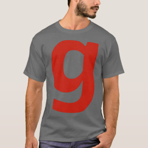 Camiseta Letra g em texto vermelho Tipografia mínima