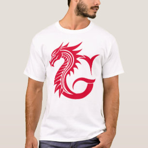 Camiseta Letra G Estilizada com Dragão, Alfabeto de Dragão,