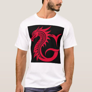 Camiseta Letra G Estilizada com Dragão, Alfabeto de Dragão,