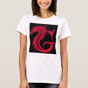 Camiseta Letra G Estilizada com Dragão, Alfabeto de Dragão,