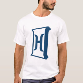 Camiseta Letra H Azul Real Monograma Inicial Elegante