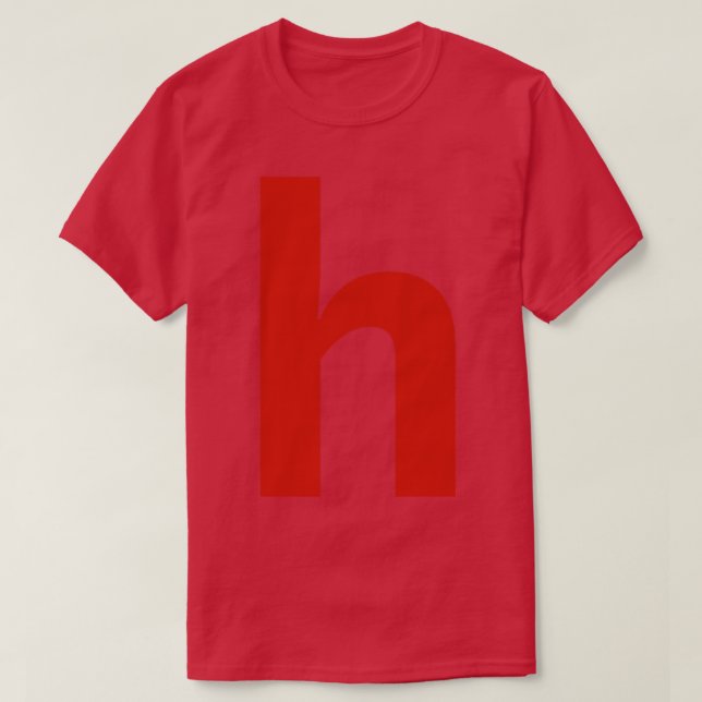 Camiseta Letra h em texto vermelho Tipografia mínima (Frente do Design)