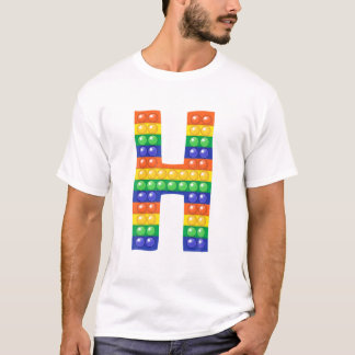Camiseta Letra H Maiúscula Alphabet Fidget Pop It Funny Mat