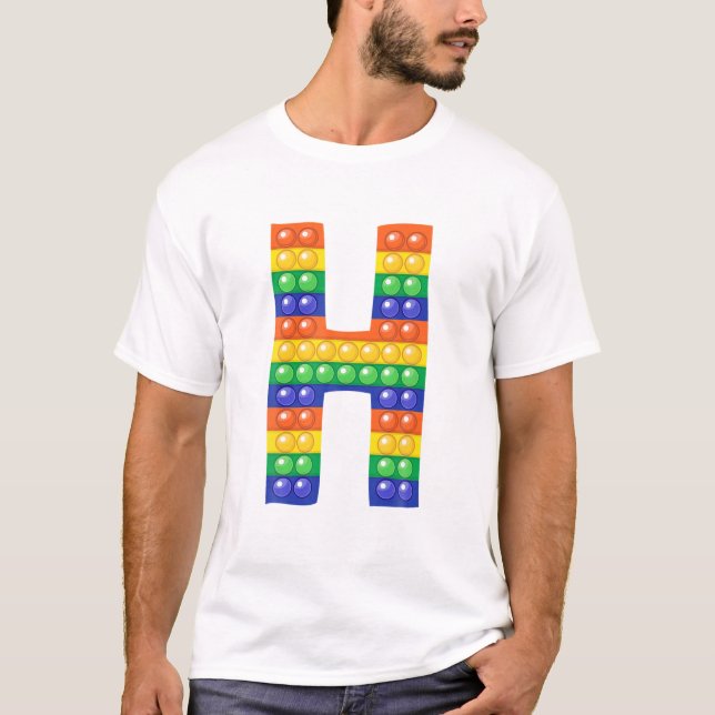 Camiseta Letra H Maiúscula Alphabet Fidget Pop It Funny Mat (Frente)