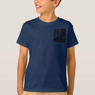 Camiseta Letra I Monograma Medieval Arte Nova