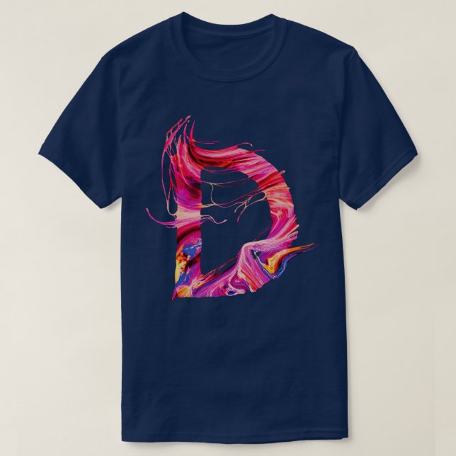 Camiseta Letra inicial colorida D (Frente do Design)