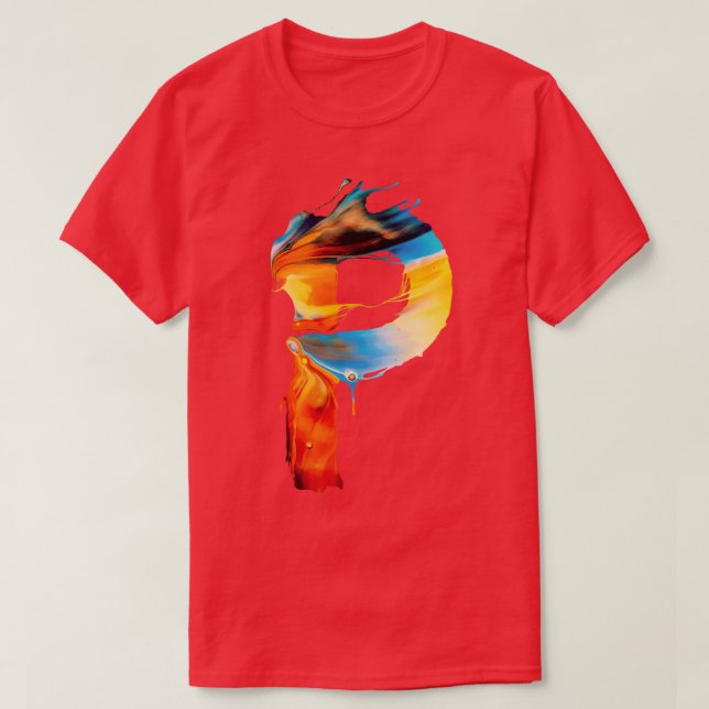 Camiseta Letra inicial colorida P (Frente do Design)