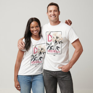 Camiseta Letra Inicial de Monograma Personalizado Branco bo