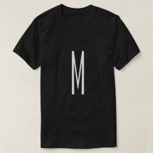 Camiseta Letra inicial Monograma Estilo moderno preto e bra