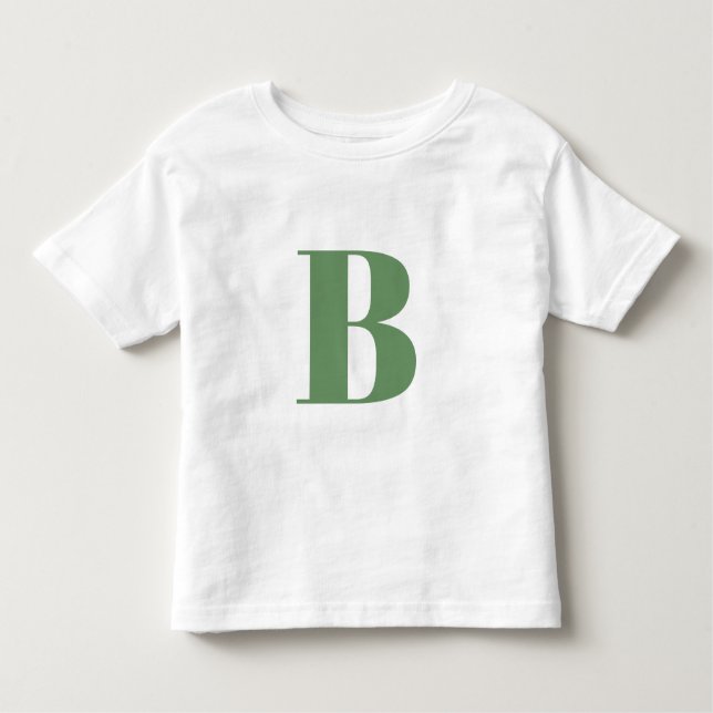 Camiseta Letra inicial | Monograma Modern Trendy Sage Green (Frente)