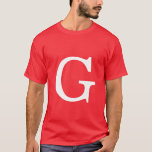 Camiseta Letra Inicial Monograma Vermelho Branco Simples