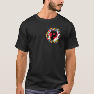 Camiseta Letra Inicial P Personalizada de Conscientização d