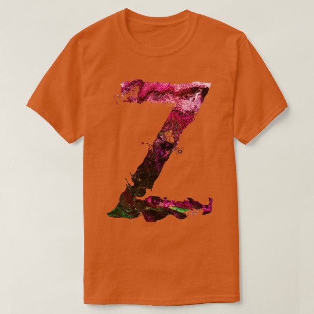 Camiseta Letra Inicial Pintada Colorida Z (Frente do Design)