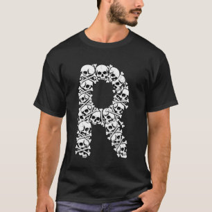 Camiseta Letra Inicial R Maiúscula Roupa de Halloween Engra