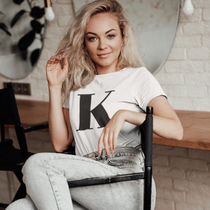 Camiseta Letra inicial   Tendência de Na moda moderna mono