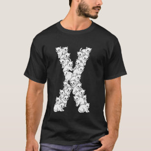 Camiseta Letra Inicial X Maiúscula Gato Engraçado Amante Fe