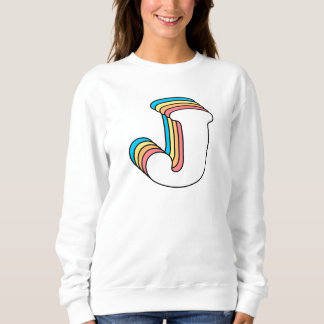 Camiseta Letra J inicial Nome Cute Rainbow Alphabet
