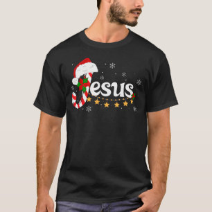 Camiseta Letra J Para Jesus Chapéu de Natal de Cana de Açúc