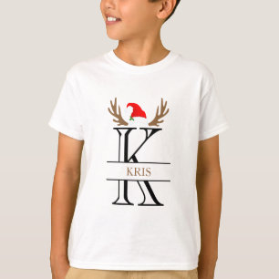 Camiseta Letra K de Monograma Personalizado com Chifres de 