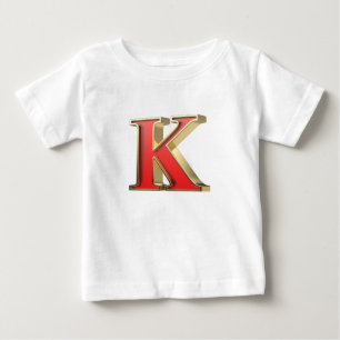 Camiseta Letra K de vidro vermelho