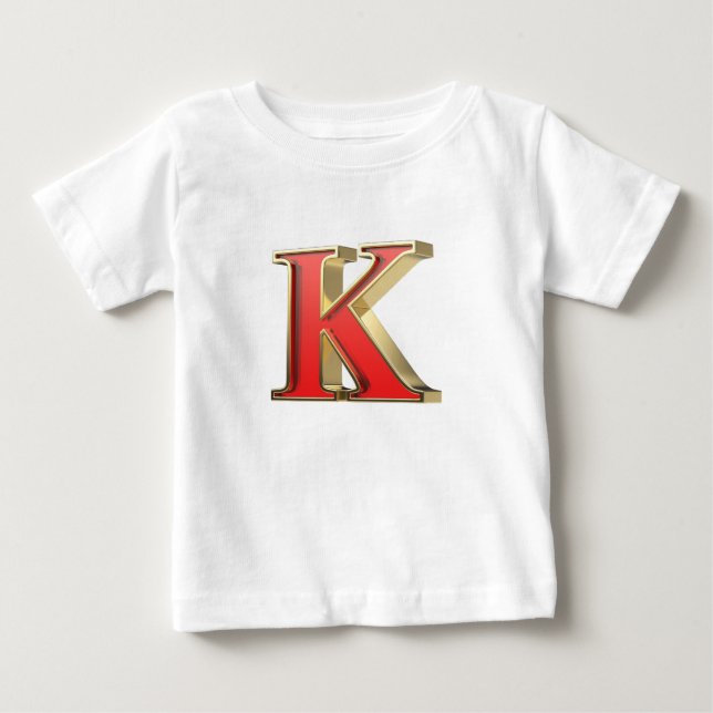 Camiseta Letra K de vidro vermelho (Frente)