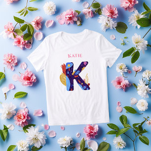 Camiseta Letra K em Negrito e Colorida de Monograma para Pr