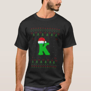 Camiseta Letra K Pai Natal Papai Noel Hat Alphabet
