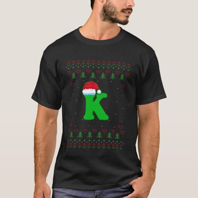 Camiseta Letra K Pai Natal Papai Noel Hat Alphabet (Frente)