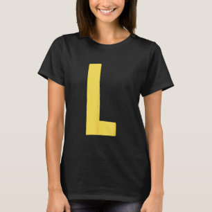Camiseta Letra L grande e negrito em amarelo