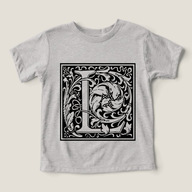 Camiseta Letra L Monograma Medieval Art Nouveau (Design frontal)