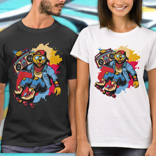 Camiseta Letra Legal engraçada Rolo do Urso Skate Cartoon H