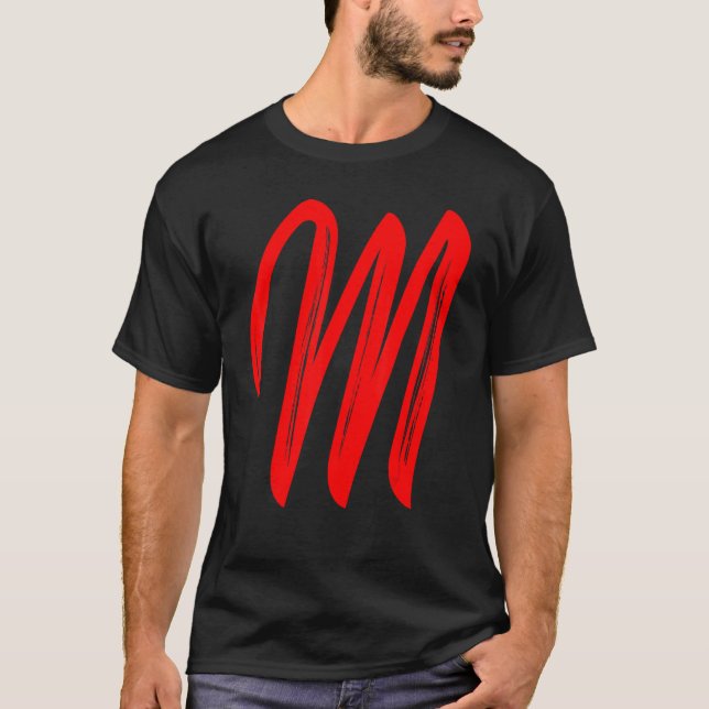 Camiseta Letra M alfabeto grande gráfico vermelho inicial (Frente)