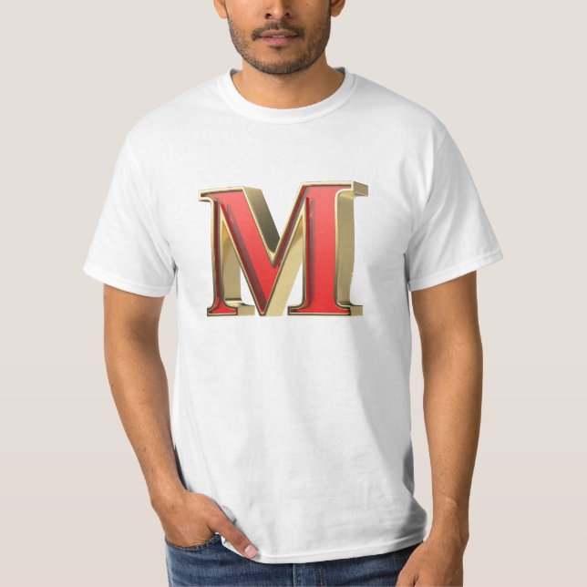 Camiseta Letra M de vidro vermelho (Frente)