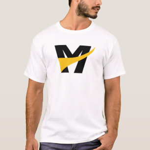 Camiseta Letra M Geométrica Amarela Estilizada em Negrito