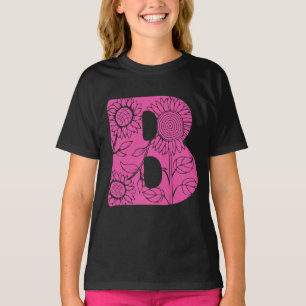 Camiseta Letra maiúscula B monograma floral