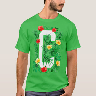 Camiseta Letra maiúscula C alfabético Monograma Flor inicia