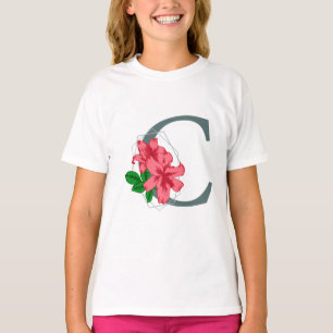 Camiseta Letra maiúscula C monograma floral