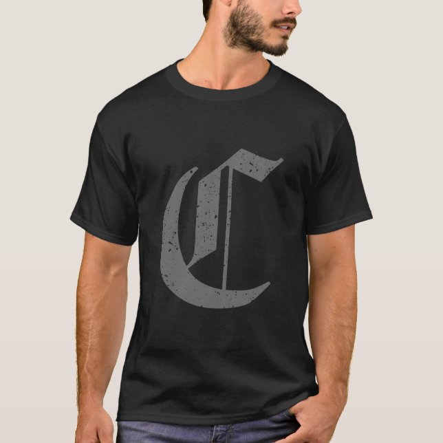 Camiseta Letra maiúscula caligráfica C Grunge (Frente)