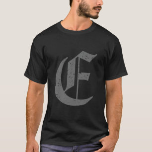 Camiseta Letra maiúscula caligráfica E Grunge