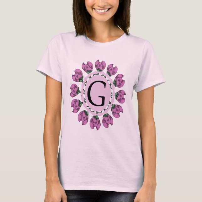 Camiseta Letra maiúscula G monograma floral (Frente)