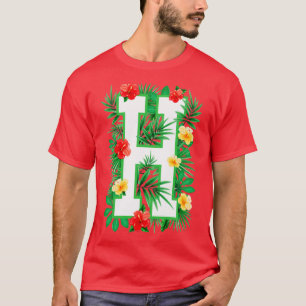 Camiseta Letra maiúscula H alfabético Monograma Flor inicia