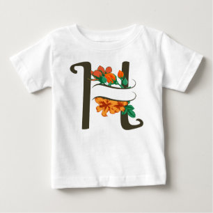 Camiseta Letra maiúscula H monograma floral