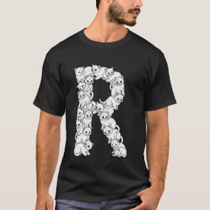 Camiseta Letra Maiúscula Inicial R Gato Engraçado Amante Fe