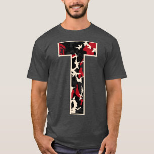 Camiseta Letra maiúscula inicial T Camo Alphabet Mulheres p