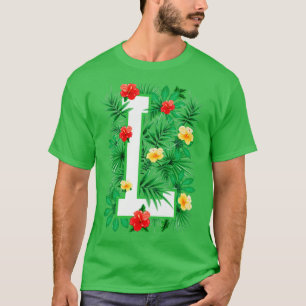 Camiseta Letra maiúscula L alfabético Monograma Flor inicia
