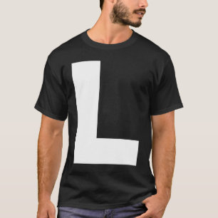 Camiseta Letra maiúscula L escura alfabética monograma maiú