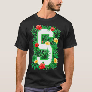 Camiseta Letra maiúscula S alfabético Monograma Flor inicia
